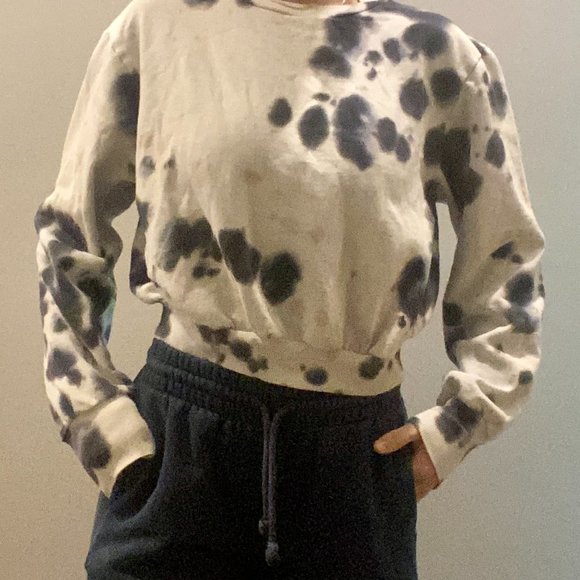 AFRM Cropped Blush & Noir Pullover Sweatshirt Top Size Small - Picture 8 of 8